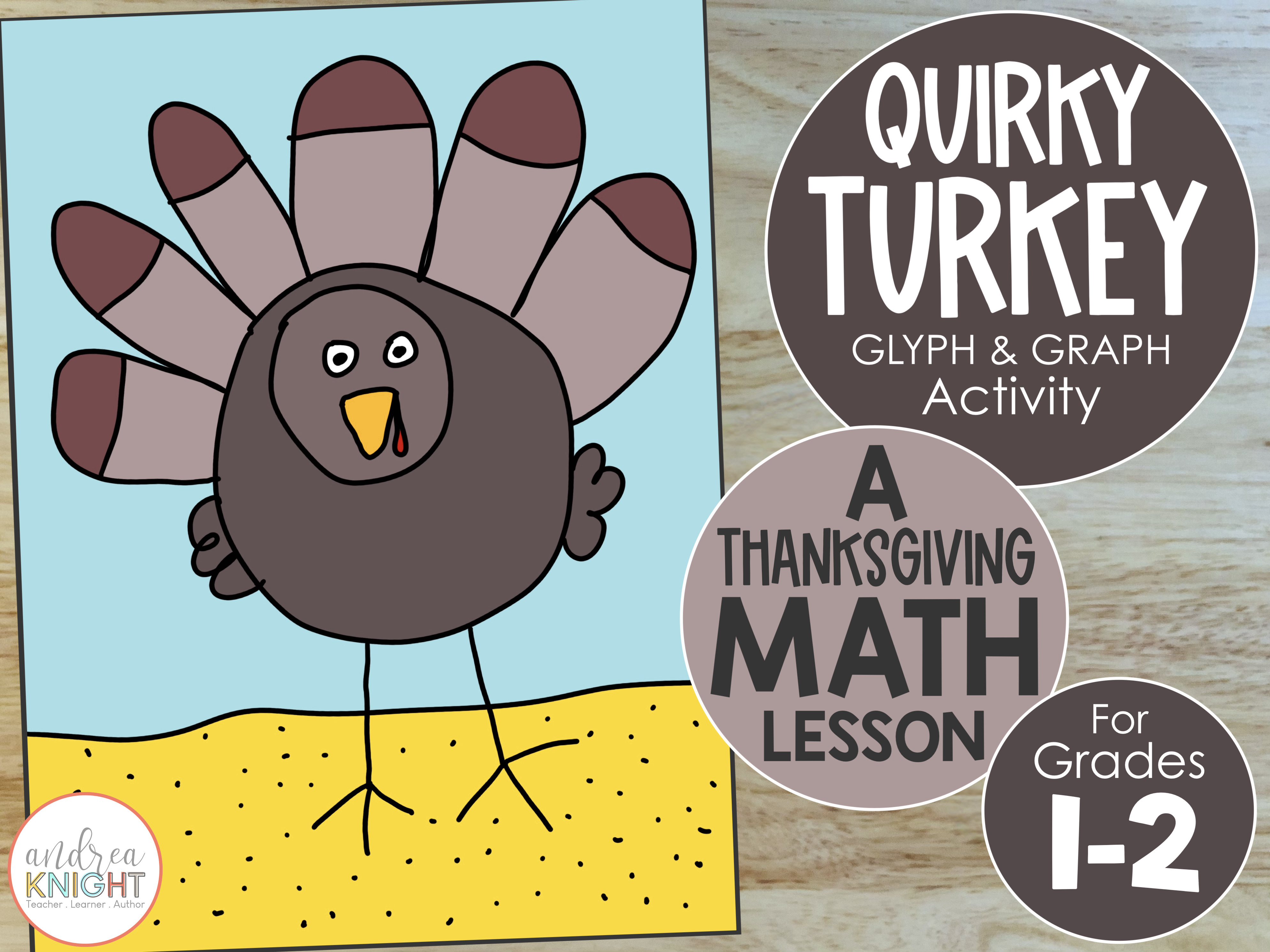 This photo shows a sample directed drawing of a turkey from the glyph and graph math lesson.