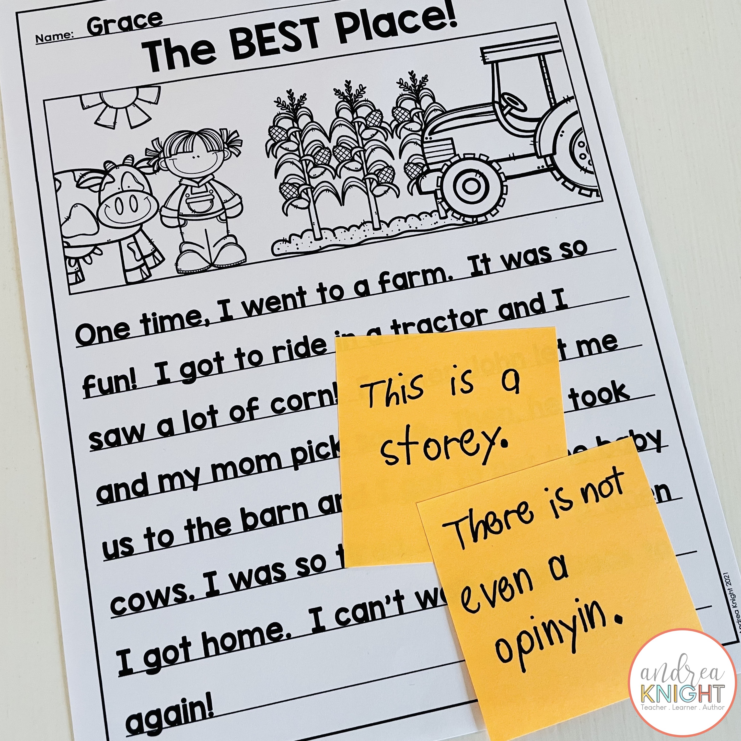 First Graders Writing Sample Opinion Writing in First Grade - Andrea Knight