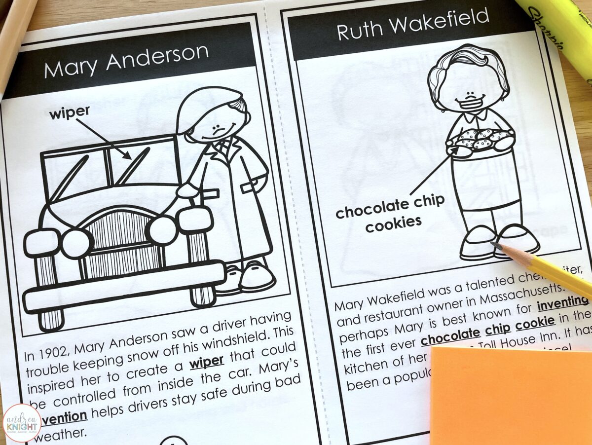 This photo shows a nonfiction text about female inventors.