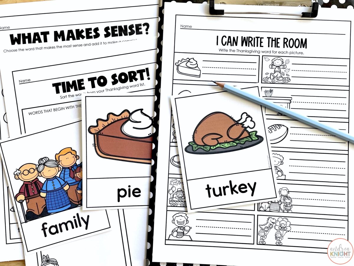 This "write the room" focuses on Thanksgiving words. It has been differentiated so it will work for children in both kindergarten and first grade.