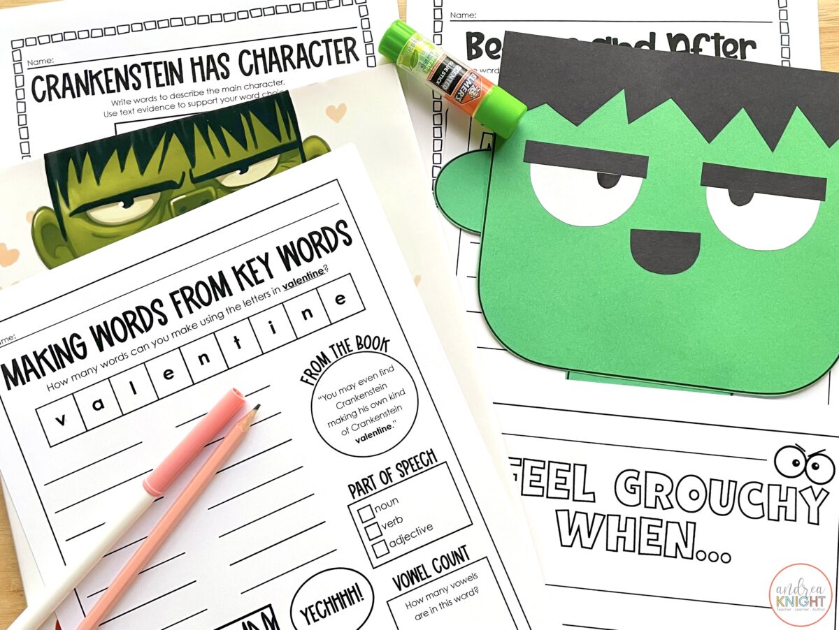 Print out these activities to go with Samantha Berger's picture book, A Crankenstein Valentine.