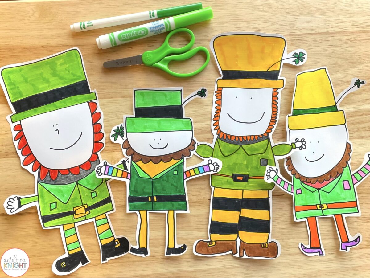 This St. Patrick's Day math activity actually begins with a directed drawing of leprechauns. From there, it turns into a lesson collecting, graphing, and analyzing class data.
