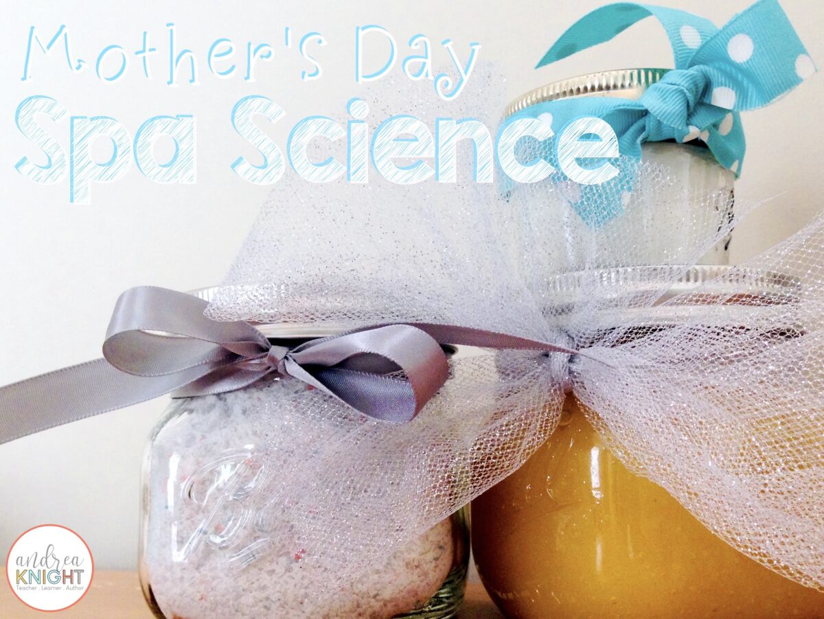 Make Mother's Day gifts in the science lab... sugar scrub, bath salts, and facial wipes can all be made by kids using simple products you can at the grocery store.
