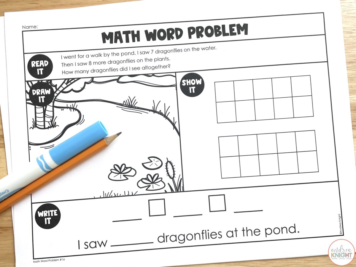 First grade word problems math worksheets.