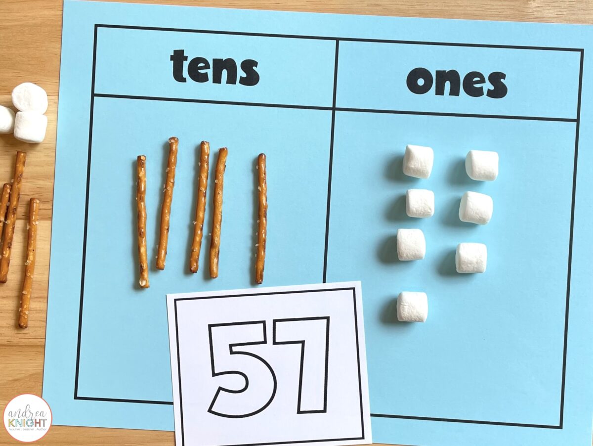 Place value games, worksheets, and activities for first grade math instruction.